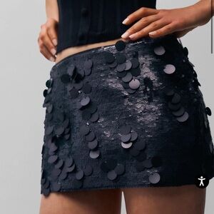 Guizio Sequin Navy Mini Skirt